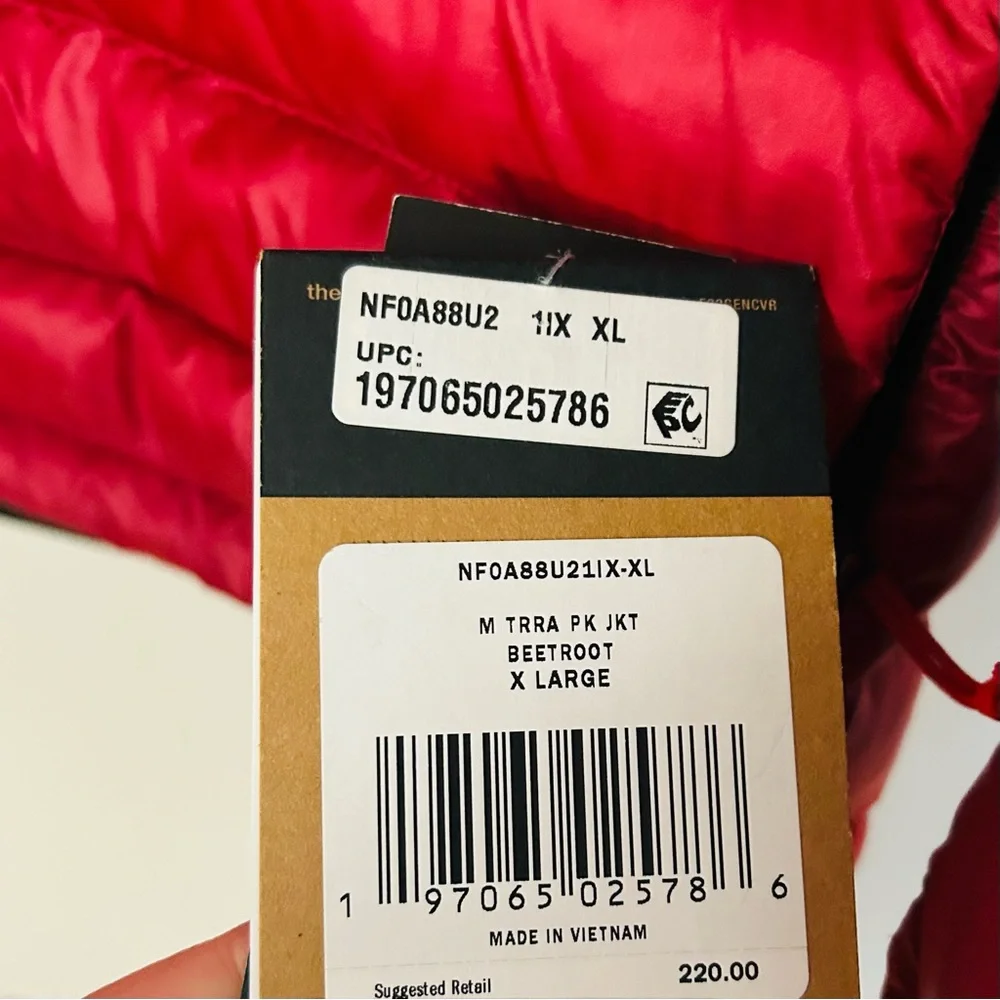 The North Face Mens Terra Peak Insulated Puffer Jacket Beetroot XL NWT